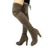Top Faux Suede Women Thigh High Boots Stretch Slim Sexy Fashion Over the Knee Boots Female Shoes High Heels Black Gray Wine Nude