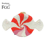Boutique De FGG Women Crystal Candy Clutch Metal Evening Minaudiere Bag Wedding Party Fashion Handbag and Purse Bridal Hand Bag