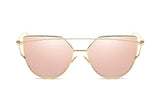 Emosnia Mirror Cateye Goggle Sunglass Ladies Fashion Metal Frame Pink Sunglasses Women Flat Top Brand Design Female Eyewear 2018