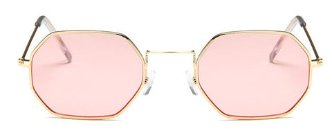 Ladies  hexagon sunglasse  metal Women Brand Designer Fashion Rimless  Clear Ocean Lenses Sun Glasses  UV400