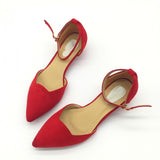 CEYANEAO  Sexy Women Buckle Strap Low Heels Pumps Pointed Toe Flock D'Orsay Heels Shoes For Woman Ladies Single Shoes Blue