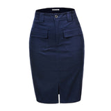 GLO-STORY 2018 Fashion Summer Women Denim Pencil Split Skirt High Waist Sexy Work Wear Ladies Skirts  WQZ-1803