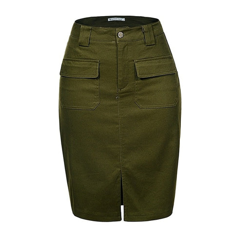 GLO-STORY 2018 Fashion Summer Women Denim Pencil Split Skirt High Waist Sexy Work Wear Ladies Skirts  WQZ-1803