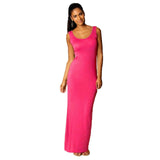 2018 Summer New Fashion Basic Vest long Dress Women Back Split Dress Elegant sexy Sleeveless Vest Tanks Slim Strap Party Dresses