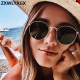ZXWLYXGX Fashion Oval Sunglasses Women Brand Designe Small Metal Frame Steampunk Retro Sun Glasses Female  Oculos De Sol UV400