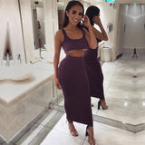 NewAsia Garden Two Piece Set 2 Piece Set Women Winter Ribbed Crop Top And Skirt Set Matching Sets Woman Two Pieces Outfits White