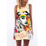 2019 New Summer Dresses Fashion Women Clothing Robe Sexy Cartoon Bodycon Miki Print O-Neck Mini Casual Sheath Dresses Vestidos