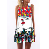 2019 New Summer Dresses Fashion Women Clothing Robe Sexy Cartoon Bodycon Miki Print O-Neck Mini Casual Sheath Dresses Vestidos