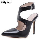 Eilyken 2019 New Design Autumn High Heels Pumps Sandals 12.5CM Fashion Pointed Toe Buckle Strap Gladiator Thin Heel Woman Shoes