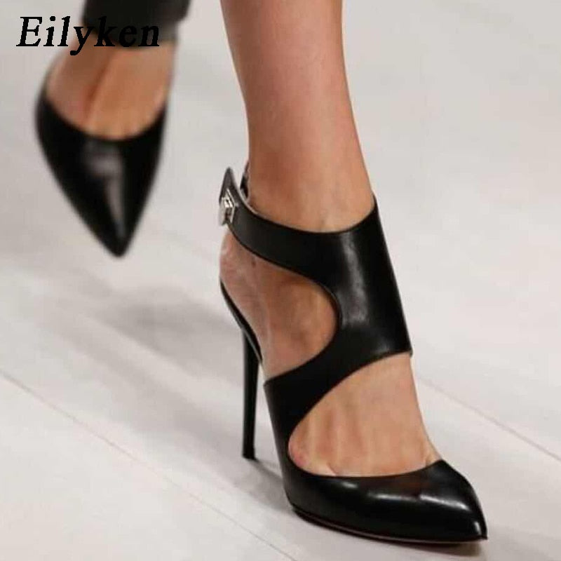 Eilyken 2019 New Design Autumn High Heels Pumps Sandals 12.5CM Fashion Pointed Toe Buckle Strap Gladiator Thin Heel Woman Shoes