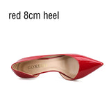 GOXEOU 2019 Women shoes  High Heels Sexy Pointed Toe Slip-on Wedding Office Patent Leather Handmade  Free Shiping plus size32-46