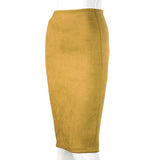 SheBlingBling Empire Skirts  Spring Faux Suede Pencil High Waist Bodycon Split Thick Stretchy Sexy Skirts Knee Length Plus Size