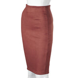 SheBlingBling Empire Skirts  Spring Faux Suede Pencil High Waist Bodycon Split Thick Stretchy Sexy Skirts Knee Length Plus Size