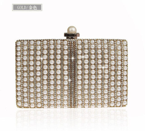 JaneVini 2019 Fashion Pearl Handbag Bling Rhinestones Wedding Bag for Women Chain Crossbody Evening Bridal Hand Bags Prom Purse