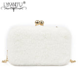 LYKANEFU Winter Evening Bag Ladies Clutch Purse Women Bag with Chain Wedding Clutches Party Hand Purses Small Shoulder Bags
